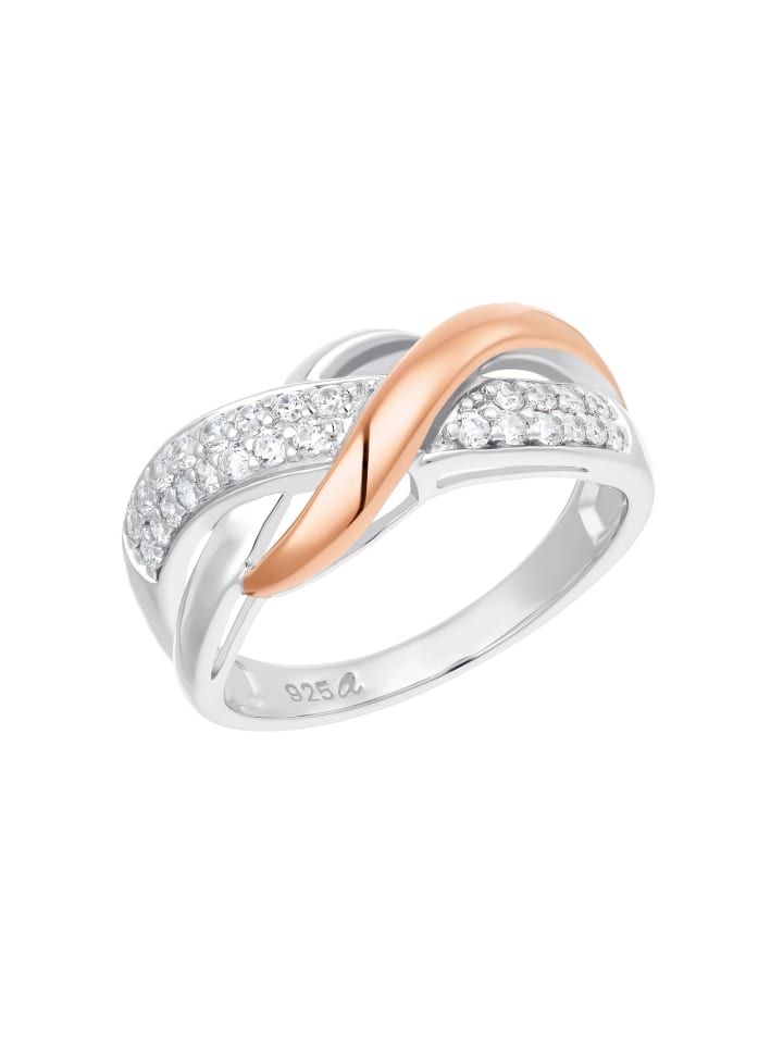 Ring Silber 925, rhodiniert+rosévergoldet in Bicolor
