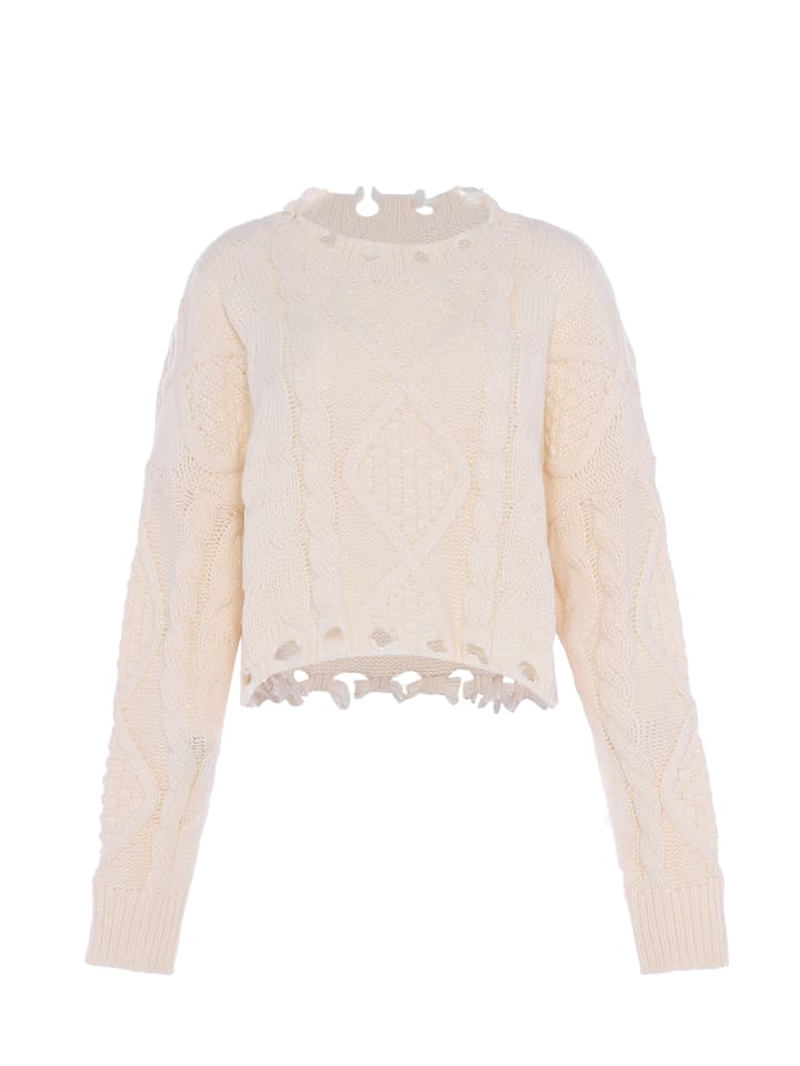 Damen Strickpullover in WOLLWEISS