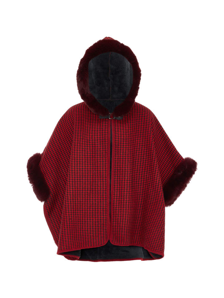 Damen Poncho in Rot
