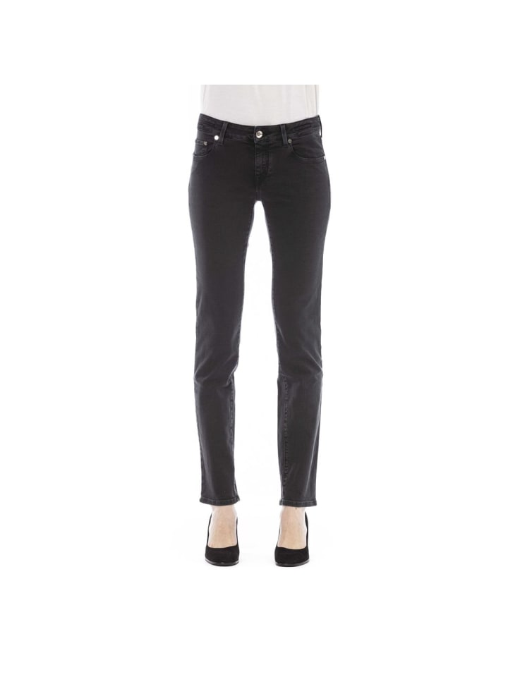 Schwarz Baumwolle Damen Jeans