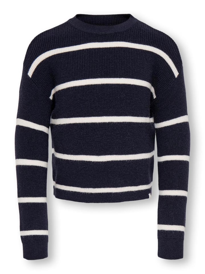 Gestreifter Strickpullover Rundhals Kmgfranca in night sky