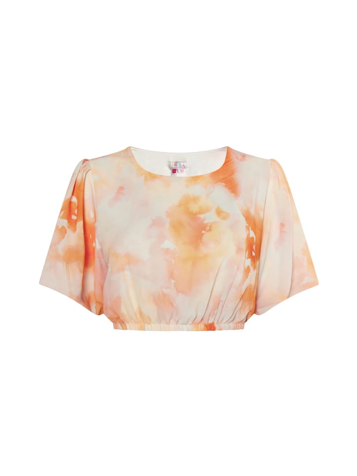 Damen Bluse Mit Batikmuster in Orange Mehrfarbig