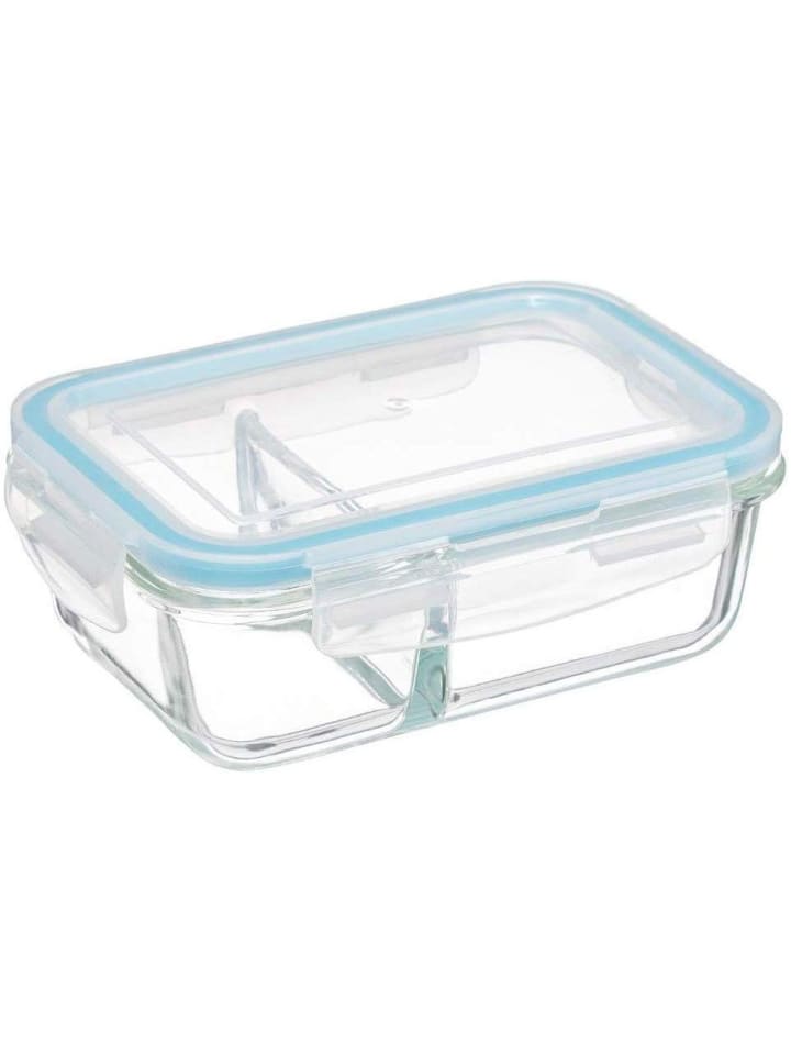 Lunchbox aus Glas mit 2 Fächern, 700 ml in Transparent, 18 x 13 x 7 cm