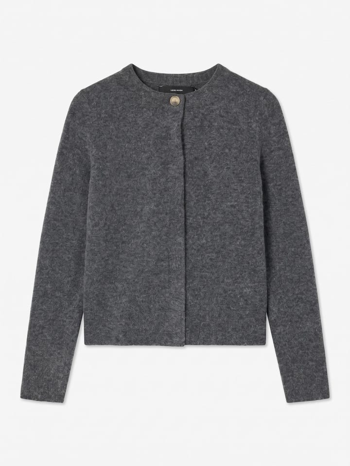 Strickjacke in Dark Grey Melange