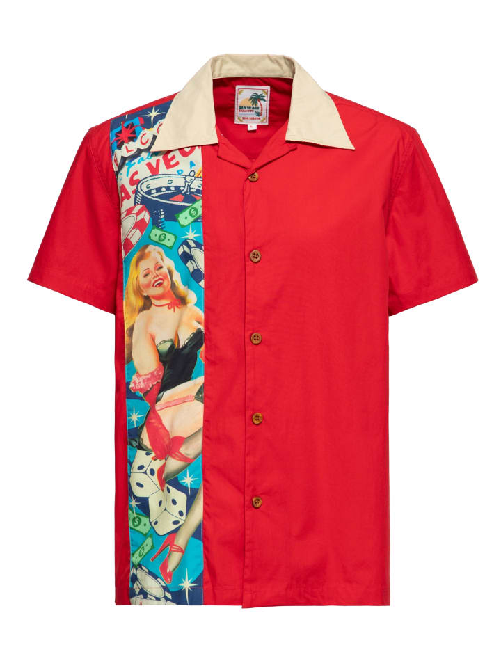 King Kerosin Panel Hemd Pin-Up Las Vegas in rot