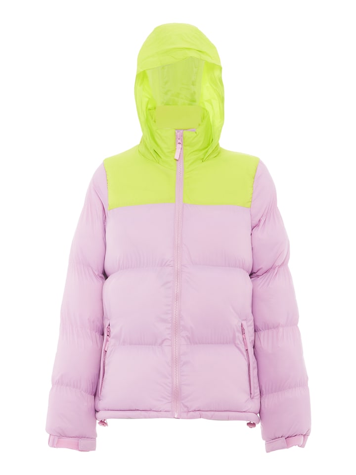 Damen Wattierte Steppjacke in Macaron Pink Saure Limette