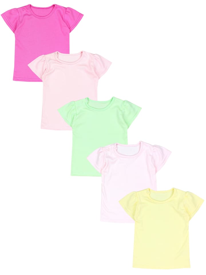Baby Mädchen Kurzarm T-Shirt 5er Set in gelb/grün