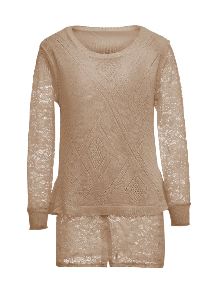 Damen Strickpullover in Taupe