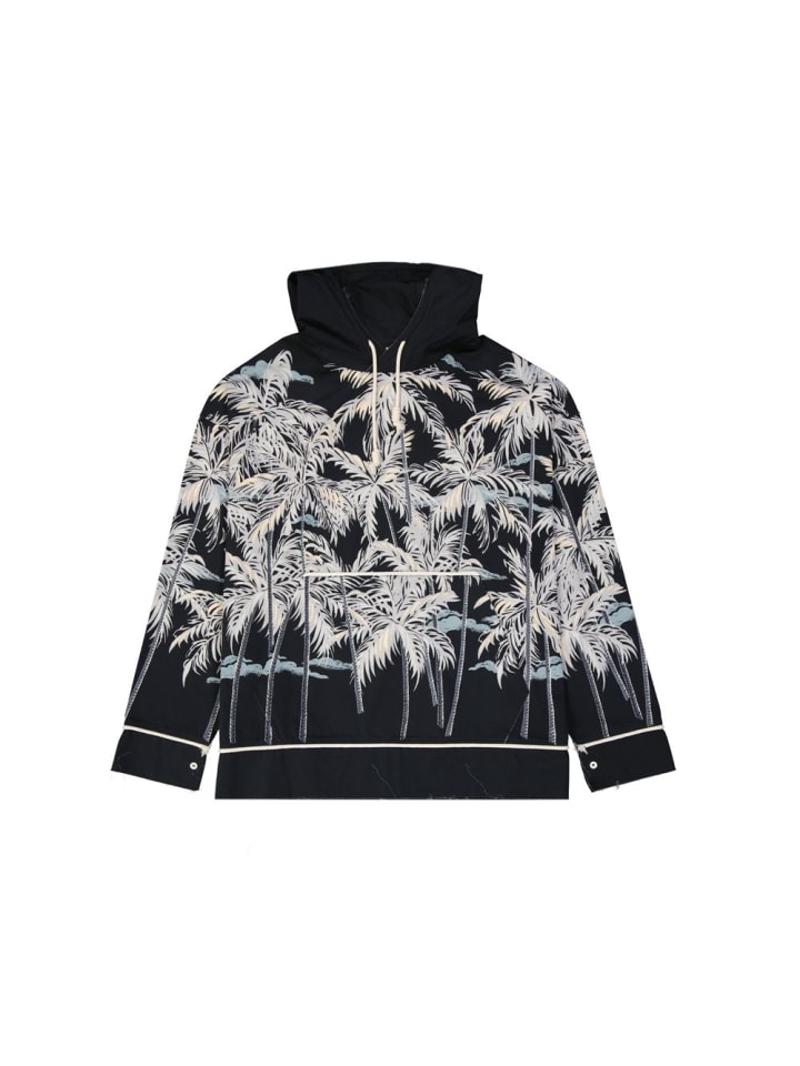 Schwarz Baumwolle Shell Jacke