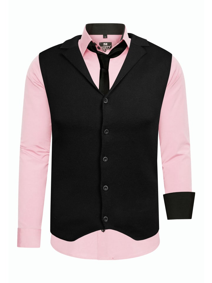 Hemd mit Weste und Krawatte in Rosa
