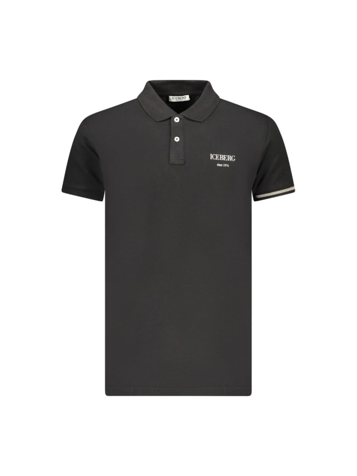 Schwarz Baumwolle Herren Polo Hemd