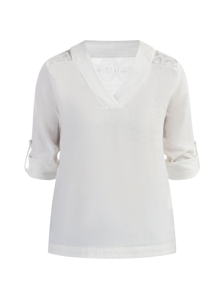 Women Blusenshirt Mit Spitze in Weiss