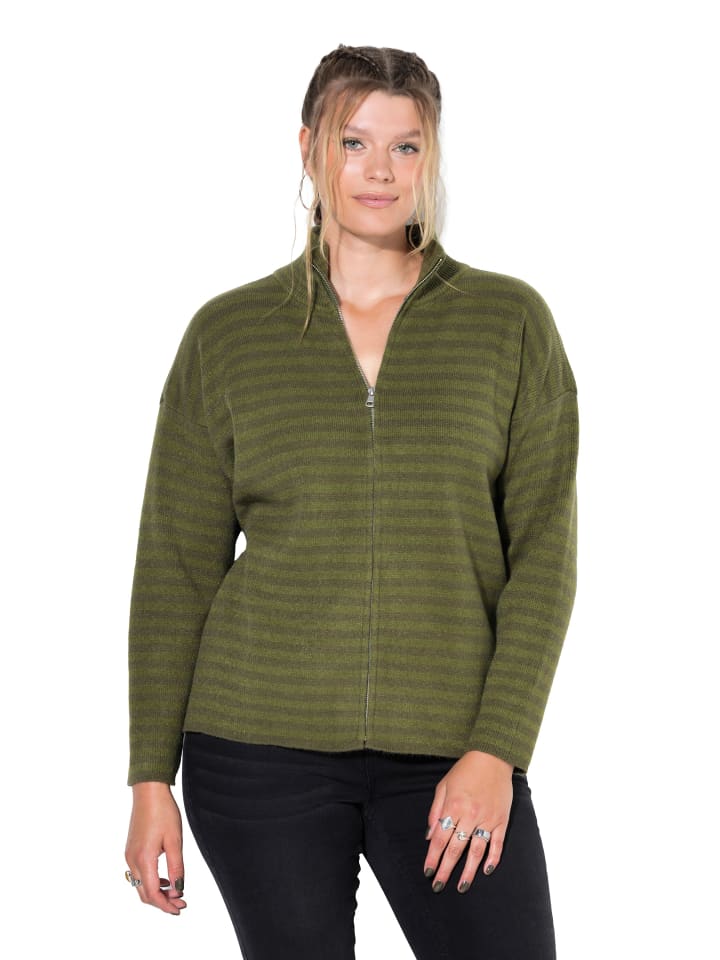 Strickjacke in khakigrün