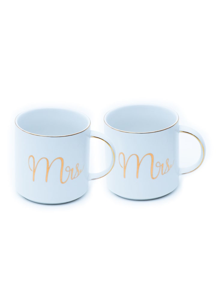Kaffeetasse 300 ml Teetasse Geschenk Hochzeit in Weiß - Weiß