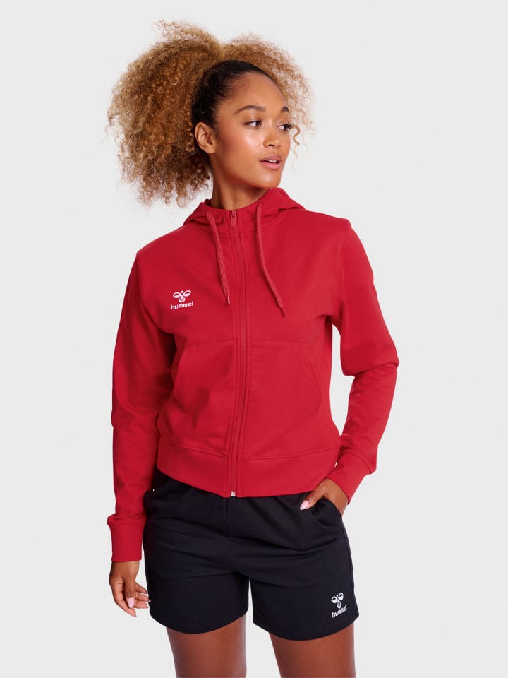 Reißverschluss Kapuzenpullover Hmlgo Damen in TRUE RED