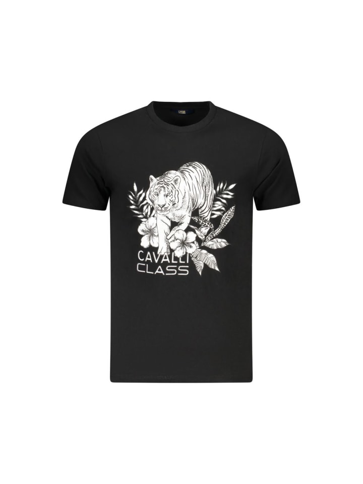 Schwarz Baumwolle Herren T-Shirt