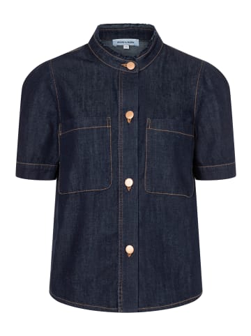 More & More feminine, dark denim Kurzarm-Jeansbluse in dark blue denim