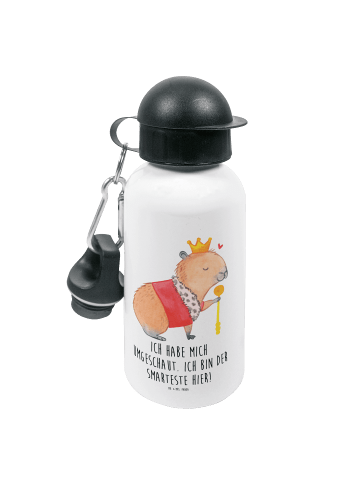 Mr. & Mrs. Panda Trinkflasche Capybara König mit Spruch in Weiß