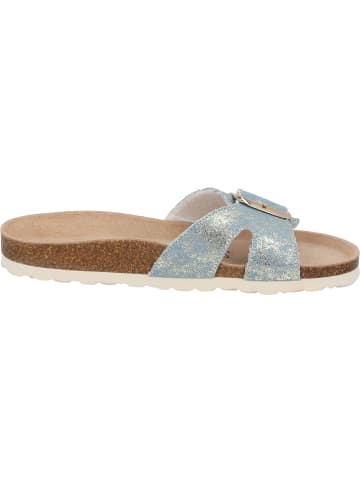 Palado Pantoletten Tinos Jeans in Hellblau/Gold