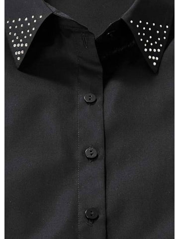 GOLDNER Eleganter Bluseneinsatz, Schmucksteine in schwarz