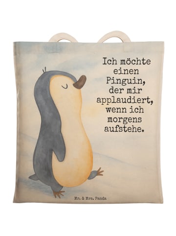 Mr. & Mrs. Panda Shopper Pinguin mHerzieren Design mit Spruch in Weiß