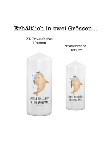 Mr. & Mrs. Panda Trauerkerze Sternzeichen Wassermann mit Spruch in Weiß