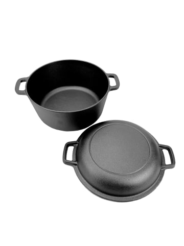 GAUMENKICK Grillpfanne und Top 2in1 - Gusseisen in schwarz - D: 20cm