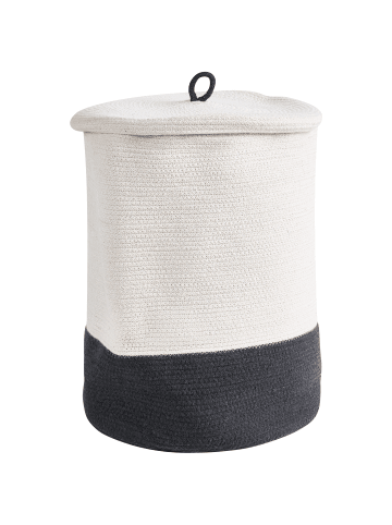 Beliani Korb SILOPI in Grau/Weiß - (W) 44 x (H) 52 x (L) 44 cm