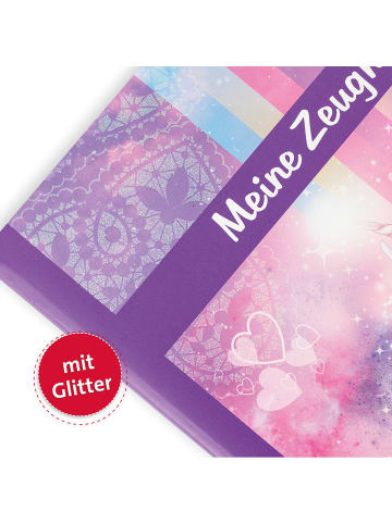ROTH Zeugnismappe Einhornportrait mit Glitzereffekt in Rosa