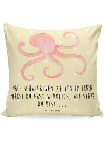 Mr. & Mrs. Panda Couch Kissen Tintenfisch mit Spruch in Gelb Pastell