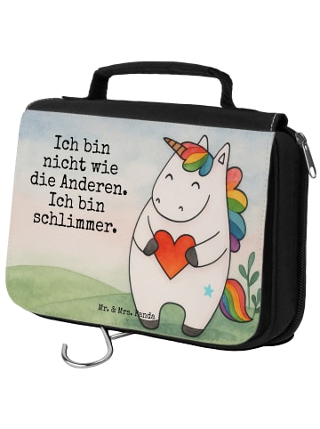 Mr. & Mrs. Panda Kulturbeutel Einhorn Herz Design mit Spruch in Weiß