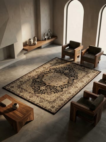 KADIMA DESIGN Teppich Kurzflor Vintage Bordüre Polypropylen Gewebt