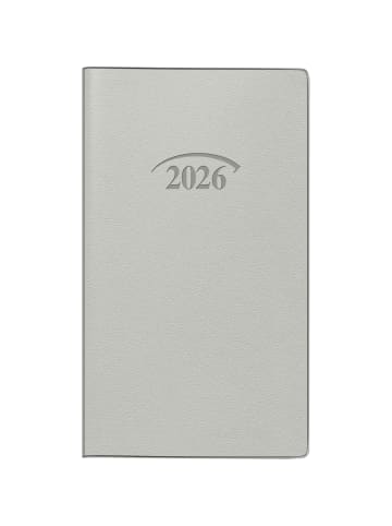 BRUNNEN Taschenkalender 751 8,7x15,3cm 1 Monat/2 Seiten Kunststoffeinband silberfarben 2026