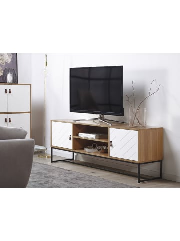 Beliani TV-Möbel NUEVA in Weiß/Braun/Schwarz - (W) 150 x (H) 55 x (L) 40 cm