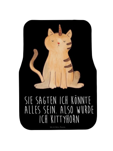 Mr. & Mrs. Panda Fahrer Autofußmatte Einhorn Katze mit Spruch in Schwarz