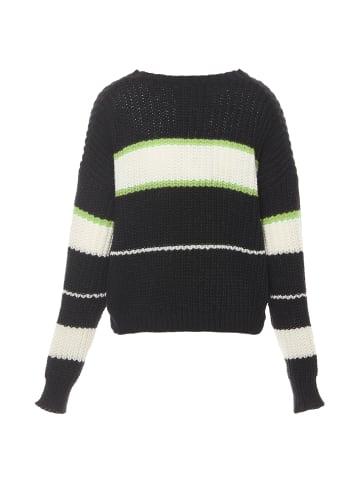 myMo Damen Pullover in SCHWARZ WOLLWEISS LIMETTE
