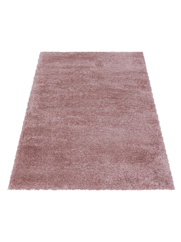 KADIMA DESIGN Teppich Hochflor Shaggy Uni Style Polypropylen Wohnzimmer in Rosa