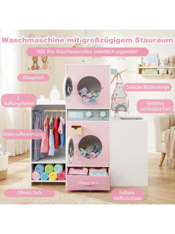 COSTWAY Kinder Kleiderbügeln Waschmaschinen-Design ab 3 Jahren in Bunt