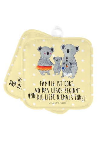 Mr. & Mrs. Panda Topfuntersetzer Koala Familie mit Spruch in Gelb Pastell