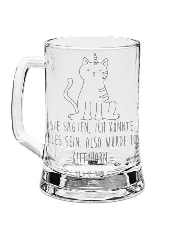 Mr. & Mrs. Panda Gravur Bierkrug Einhorn Katze mit Spruch in Transparent