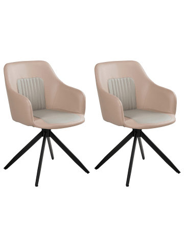 Beliani 2er-Set Esszimmerstuhl LIKELY in Beige/Grau/Schwarz