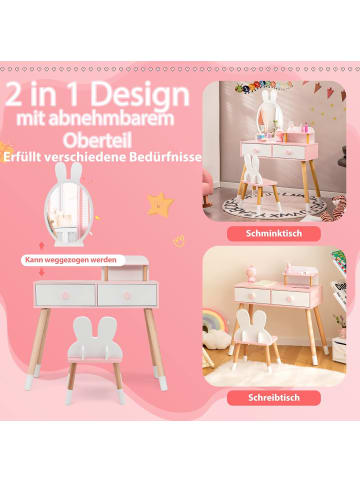 COSTWAY 2-in-1 Schminktisch Set ab 3 Jahren in Weiß