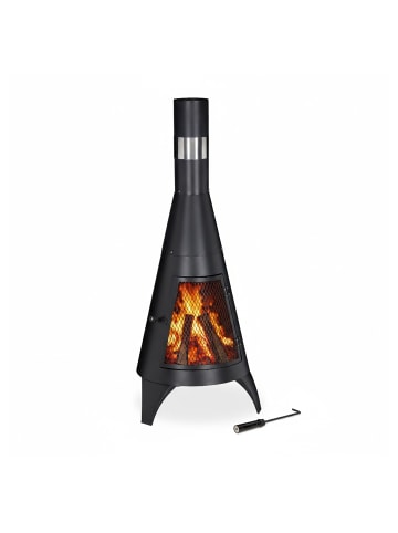 relaxdays Terrassenofen in Schwarz H(120) x Ø 45 cm