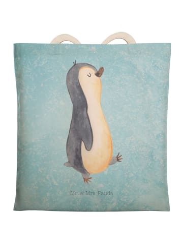Mr. & Mrs. Panda Tote Bag Pinguin mHerzieren ohne Spruch in Eisblau
