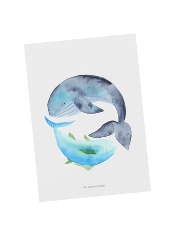 Mr. & Mrs. Panda Postkarte Walfisch Thunfisch ohne Spruch in Weiß