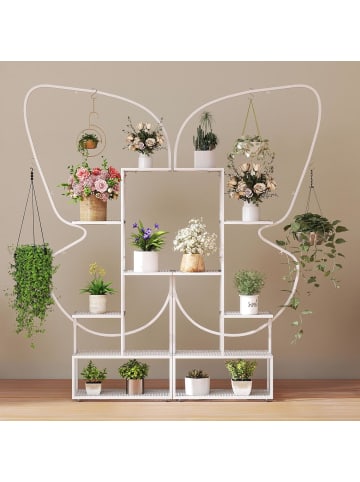 COSTWAY 6-stufiger Metall Pflanzenständer in Weiß