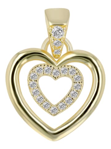 Adeliás Damen Anhänger – Herz Herzanhänger aus 925 Silber mit Zirkonia in gold