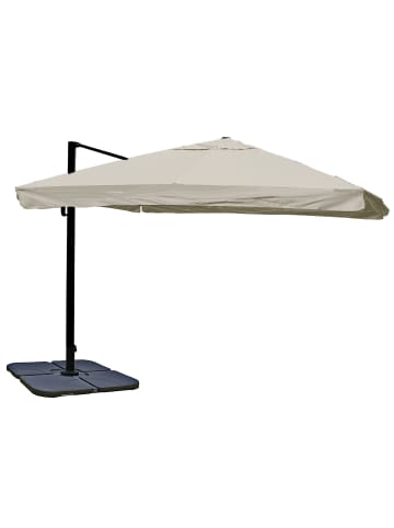 MCW Gastronomie-Ampelschirm A96, Flap, creme-grau mit Ständer