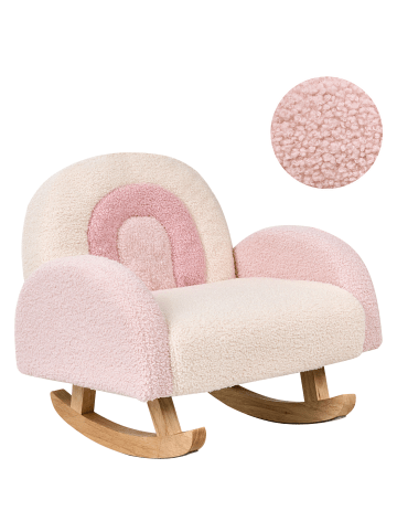 Beliani Kinderschaukelstuhl OMBO in Rosa/Braun - (W) 44 x (H) 48 x (L) 53 cm