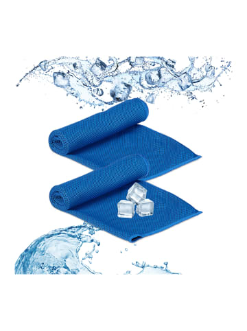 relaxdays 2er-Set: Kühlhandtuch in Blau - 90 x 30 cm